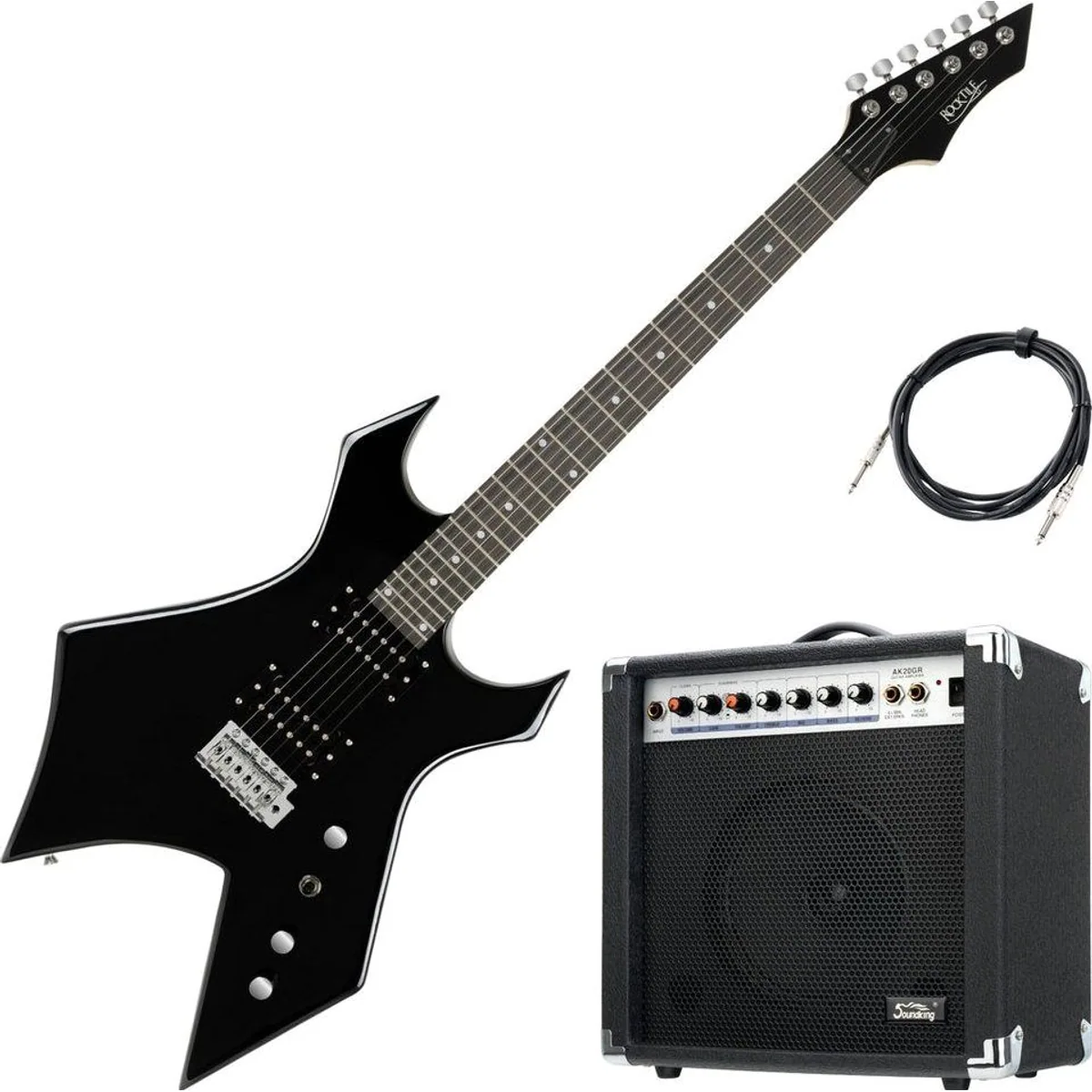Rocktile Warhead E-Gitarre Set, 2 Humbucker, Combo-Verstärker AK20GR
