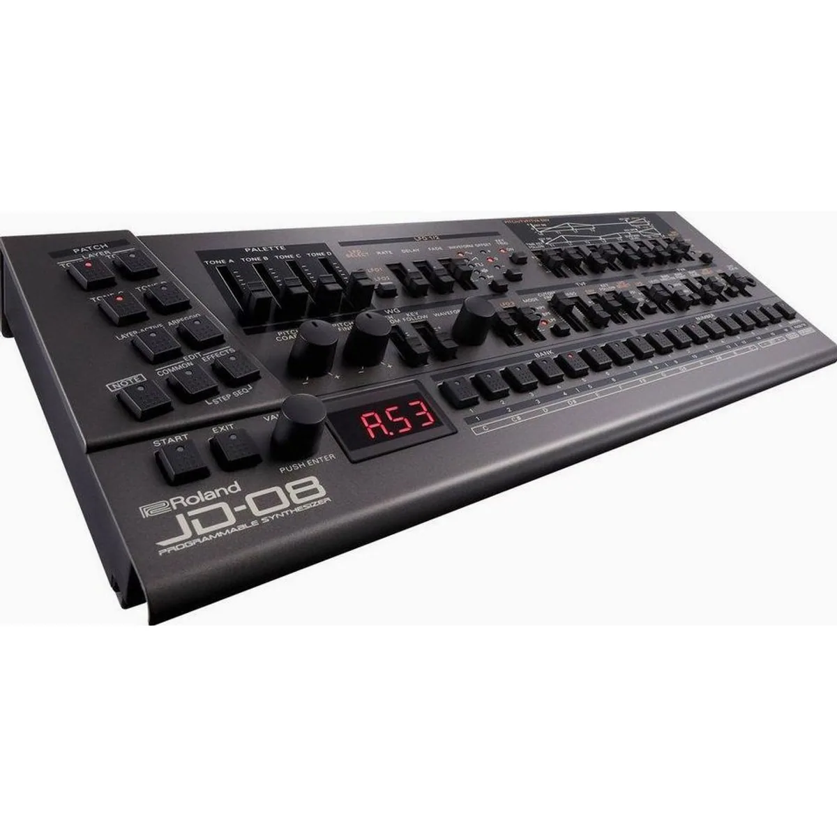 Roland JD-08 Synthesizer, authentischer Sound, erweiterte Polyphonie, kompakte Bauweise 3