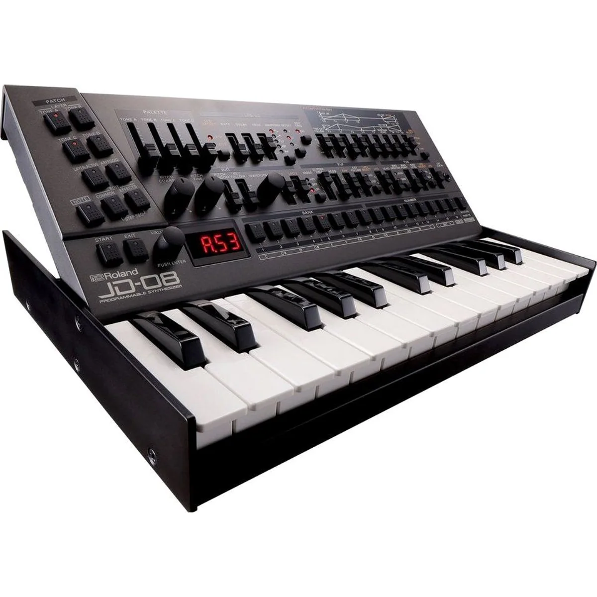 Roland JD-08 Synthesizer, authentischer Sound, erweiterte Polyphonie, kompakte Bauweise 5