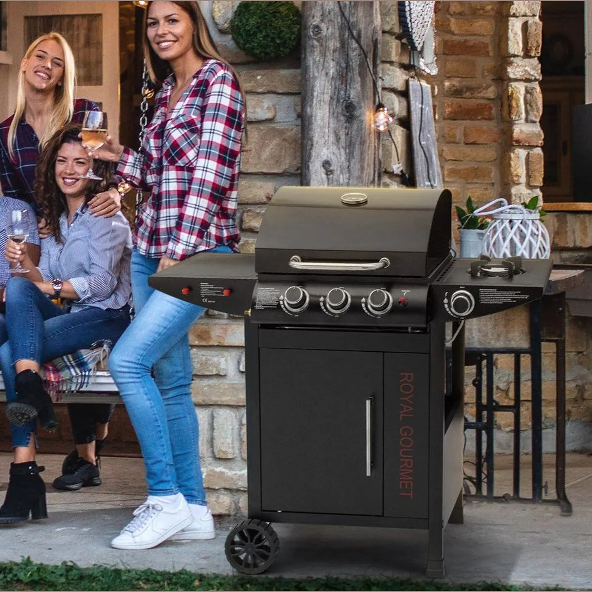 Royal Gourmet Gasgrill 3+1, 11,5 kW Leistung, Rollwagen mit Thermometer 3