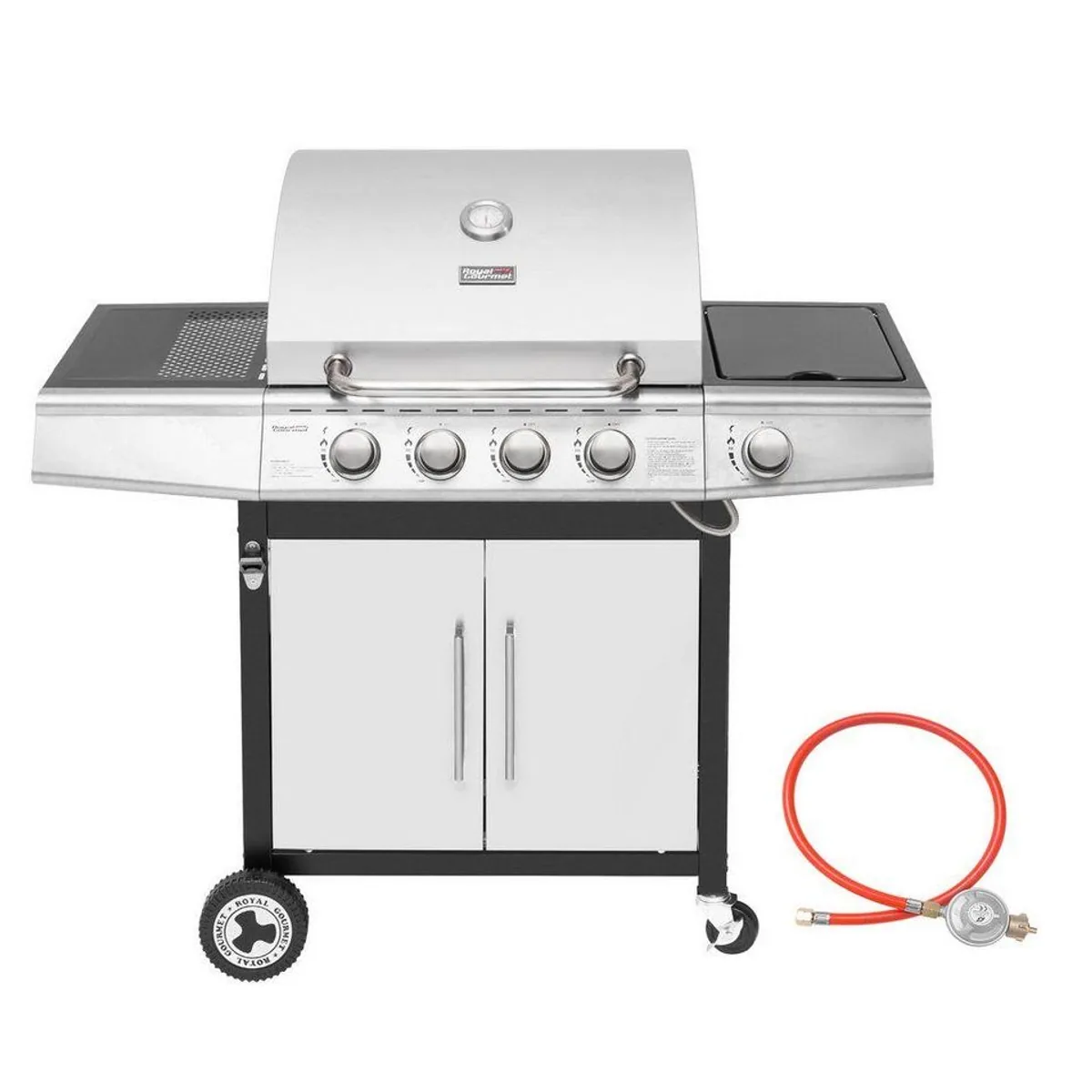Royal Gourmet Gasgrill 4+1 Brenner, 14,5 kW, Piezozündung & Seitenbrenner