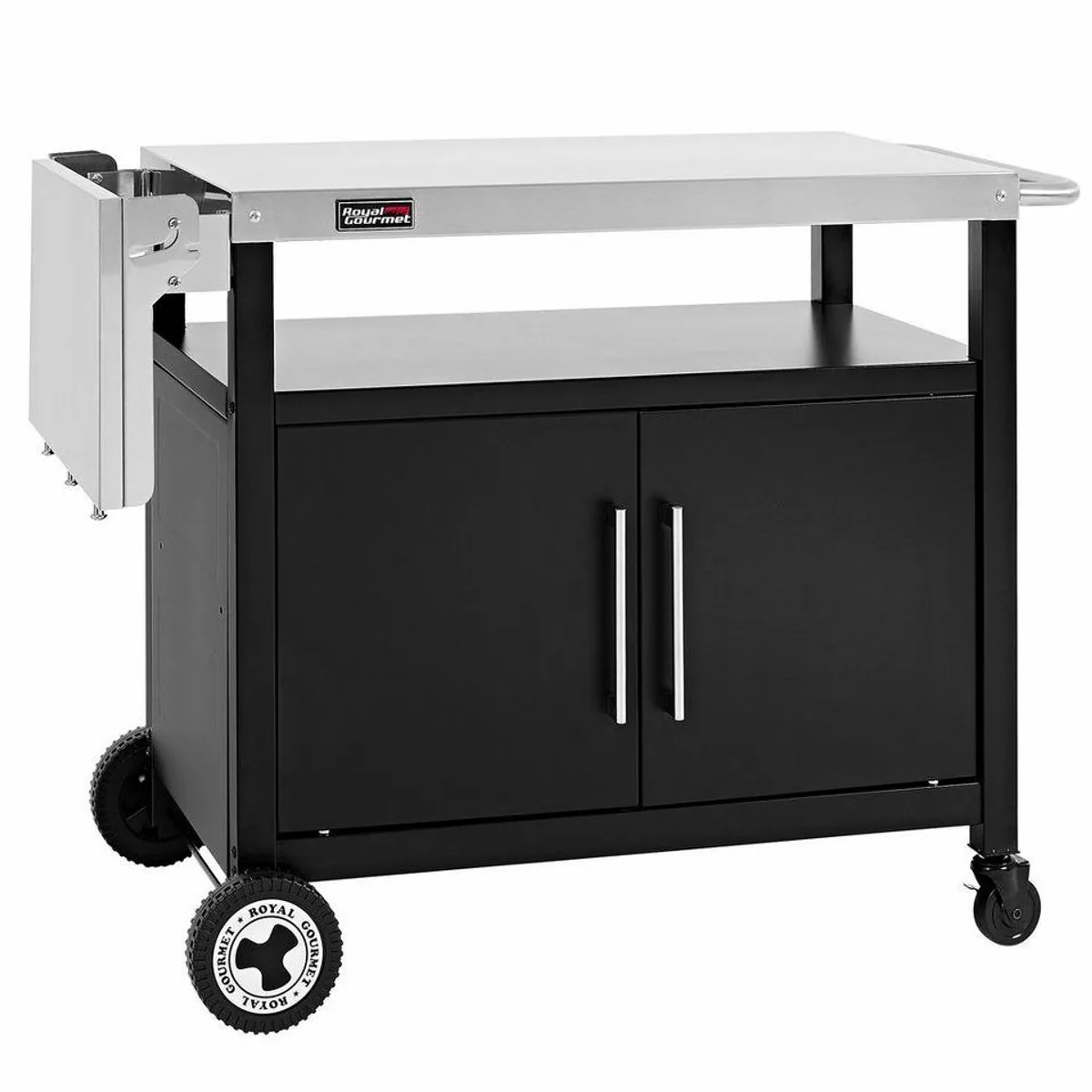 Royal Gourmet Grillablagetisch, Edelstahlplatte, klappbarer Seitentisch, großer Stauraum 3
