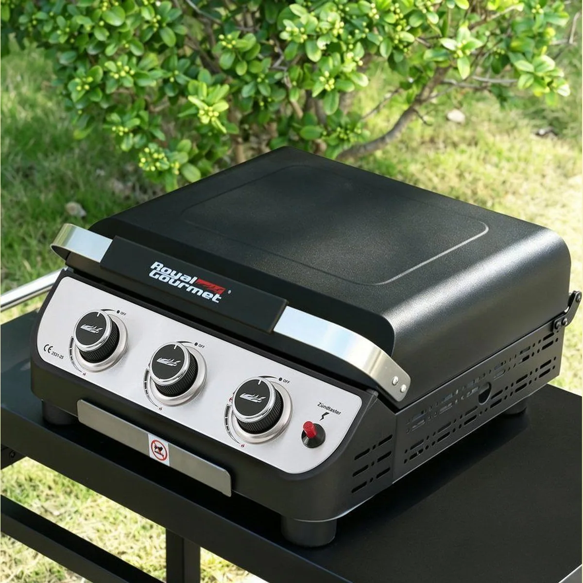 Royal Gourmet Gasgrill mit Deckel, 3 Brenner, 7,5 kW Leistung