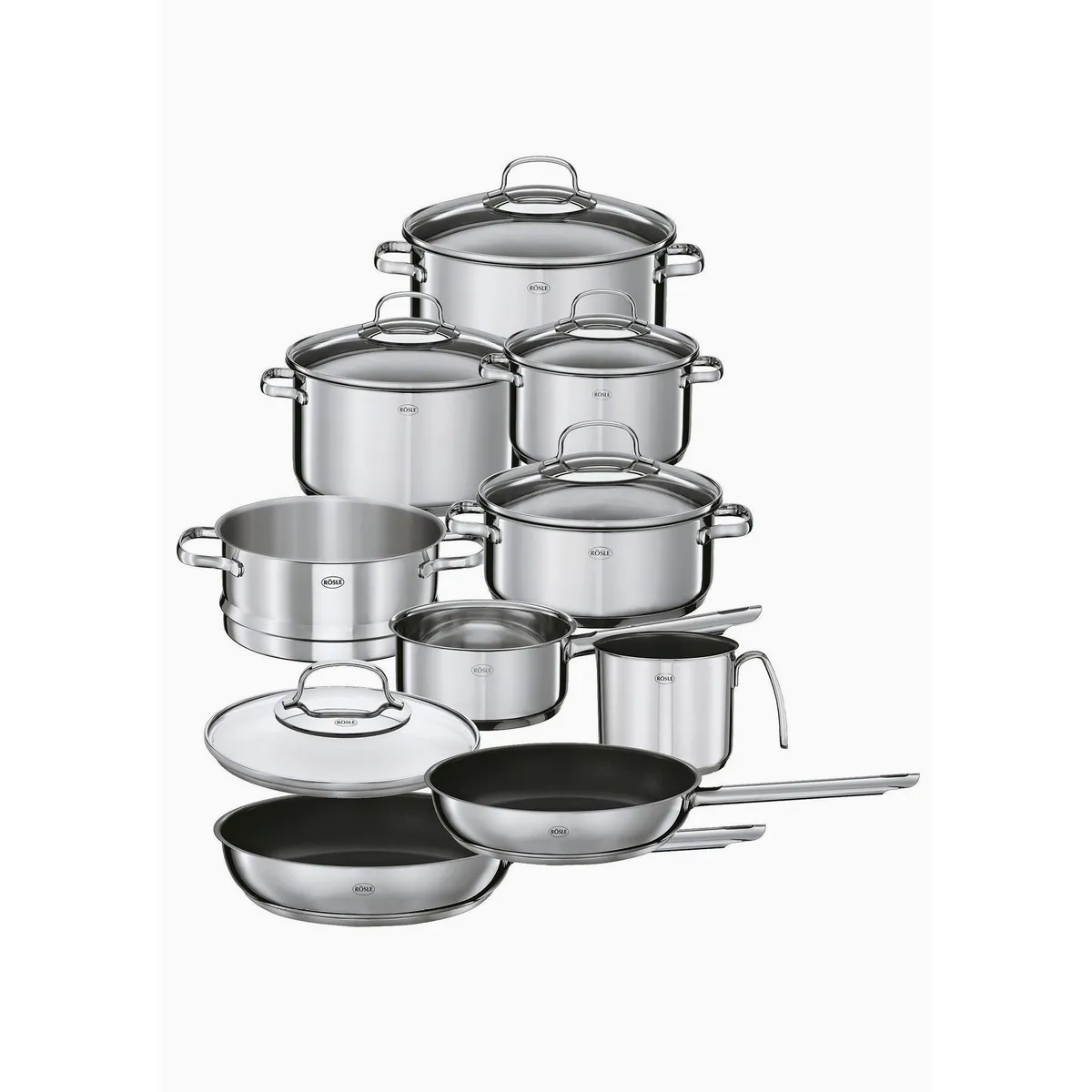 Rösle Topf-Set ELEGANCE, 14-tlg., Edelstahl 18/10, induktionsgeeignet
