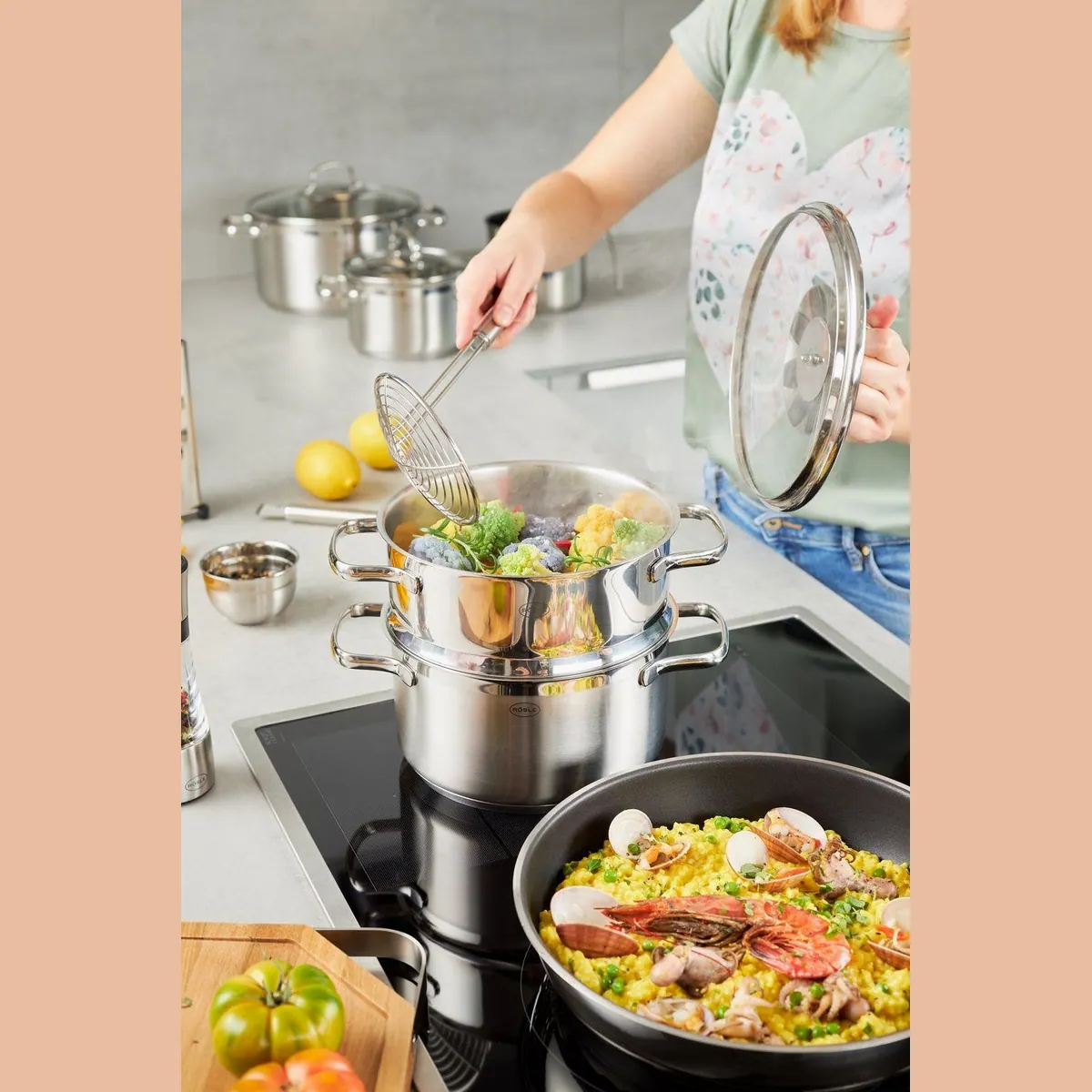 Rösle Topf-Set ELEGANCE, 14-tlg., Edelstahl 18/10, induktionsgeeignet 4