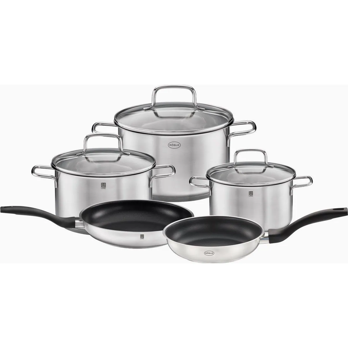 Rösle Basic Line Topf-Set, 5-teilig, Edelstahl 18/10, Induktionsgeeignet