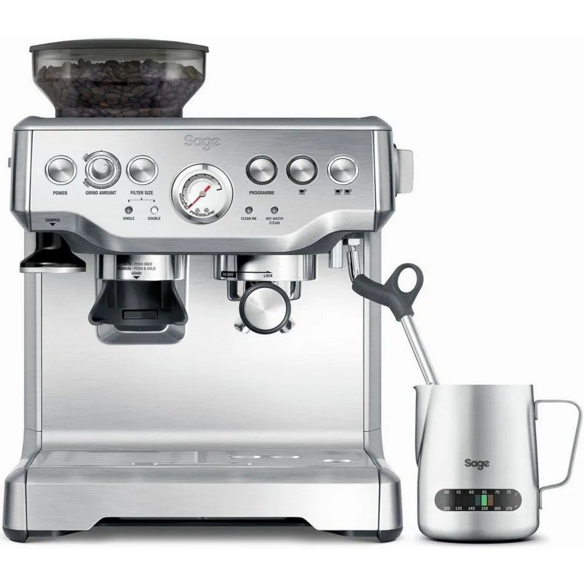 Sage The Barista Express Espressomaschine, integriertes Kegelmahlwerk, Dampfdüse, PID-Regler
