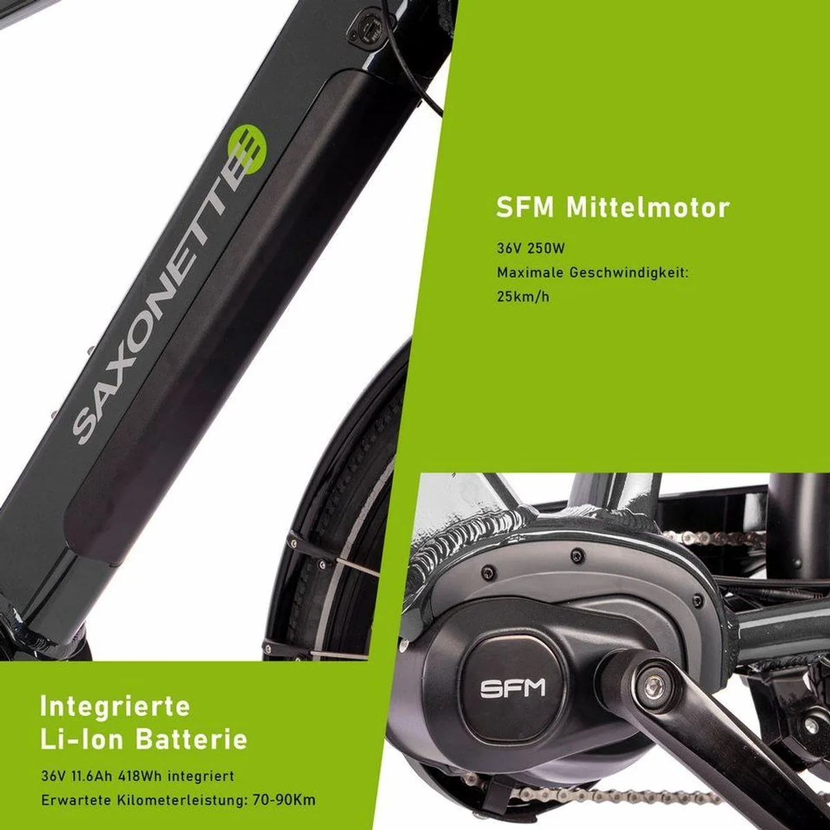 SAXONETTE E-Bike Cityrad Deluxe Sport, 9 Gang Shimano, Mittelmotor — kraftvoll, komfortabel, vielseitig 5