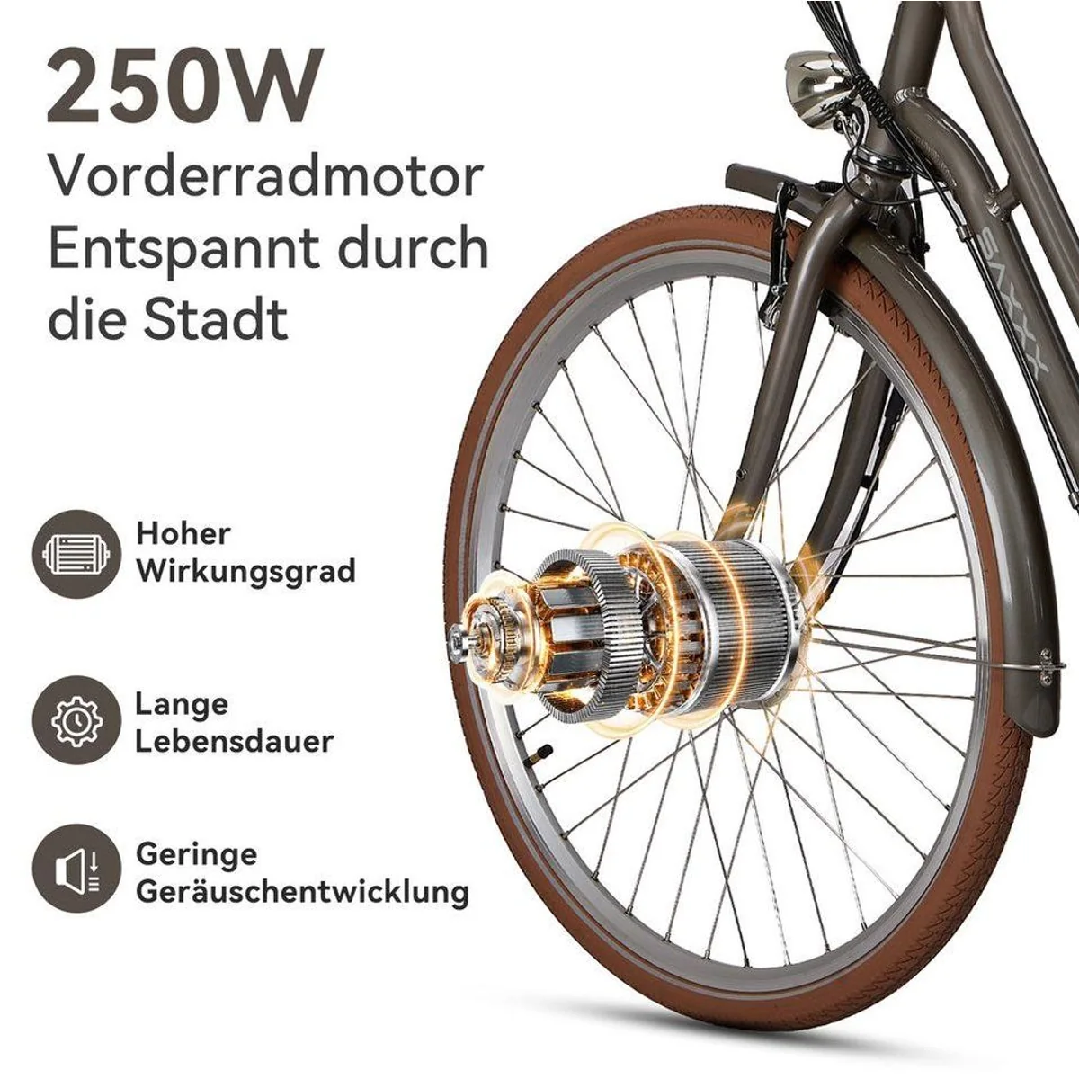 SAXXX E-Bike Cityrad 28 Zoll, hohe Reichweite, 3-Gang Shimano Nexus 2