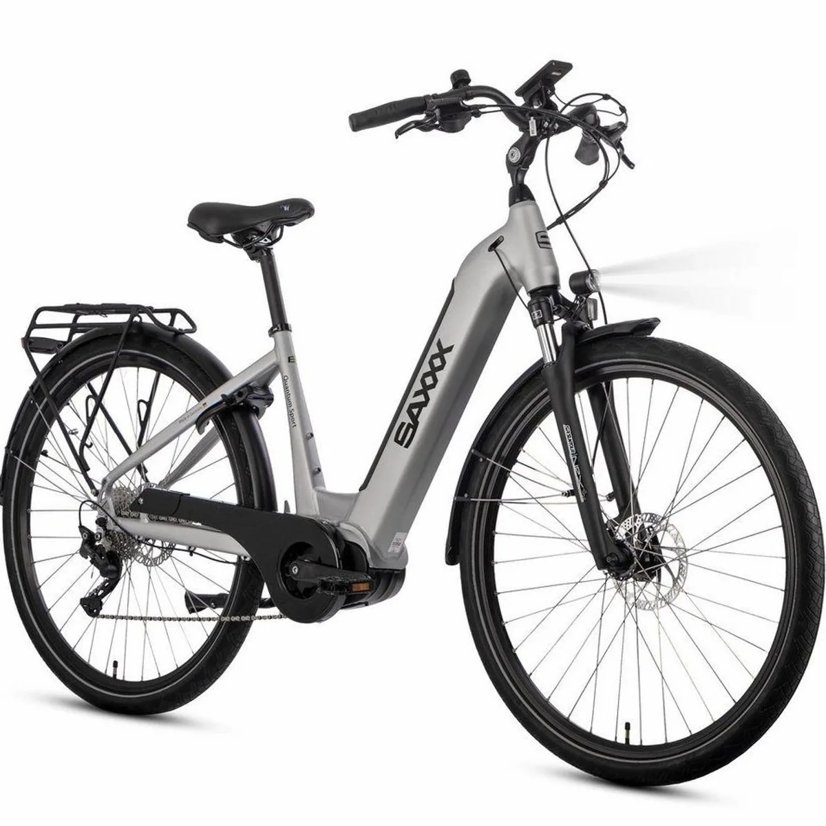 SAXXX E-Bike Trekkingrad QSW 28 Zoll, 250 W Mittelmotor, 10 Gang Shimano, Hydraulikbremsen