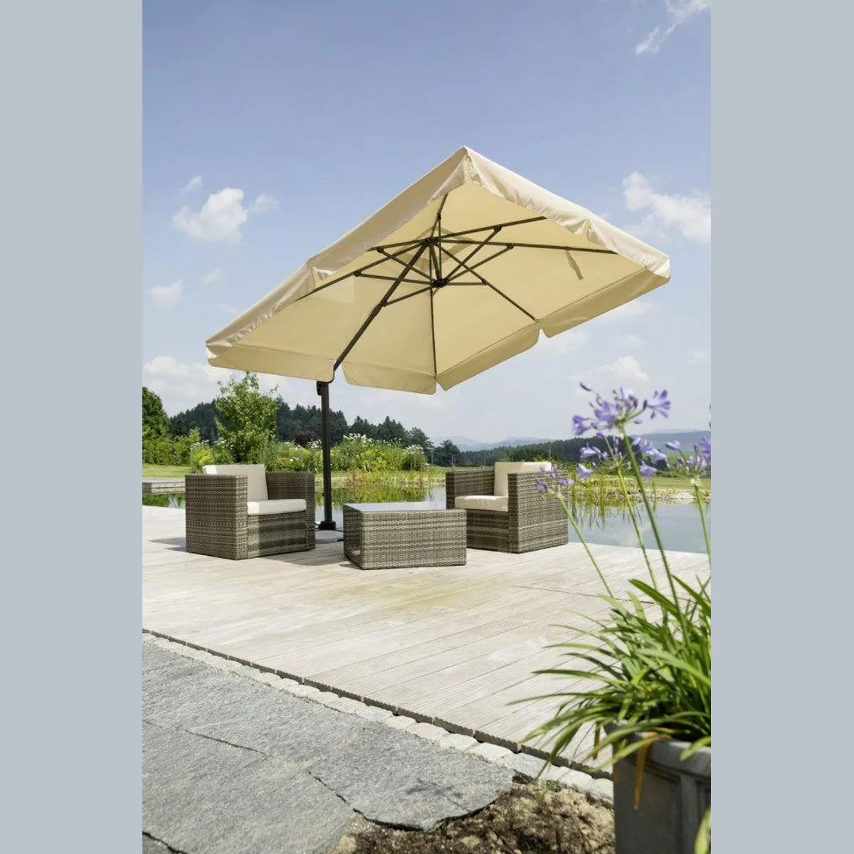 Schneider Ampelschirm Rhodos, UV-Schutz 50+, 300 x 300 cm — inkl. Schutzhülle, flexibles Neigen, robustes Material 4