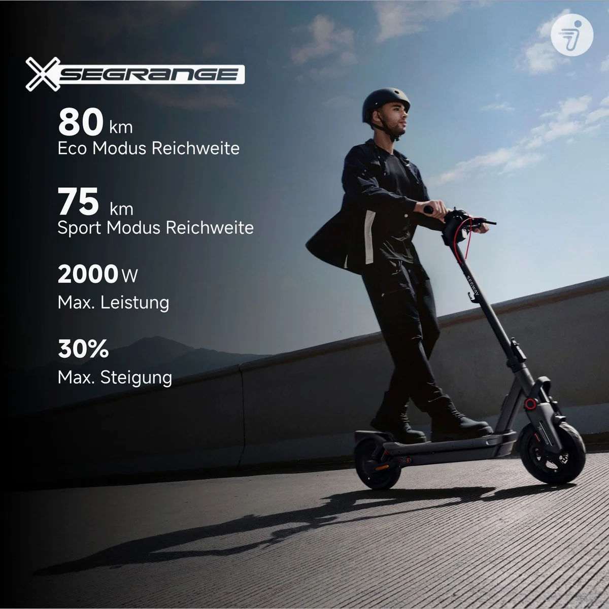 Segway MAX G3 D E-Scooter, 80 km Reichweite, 20 km/h, Smart Display, IPX6 3