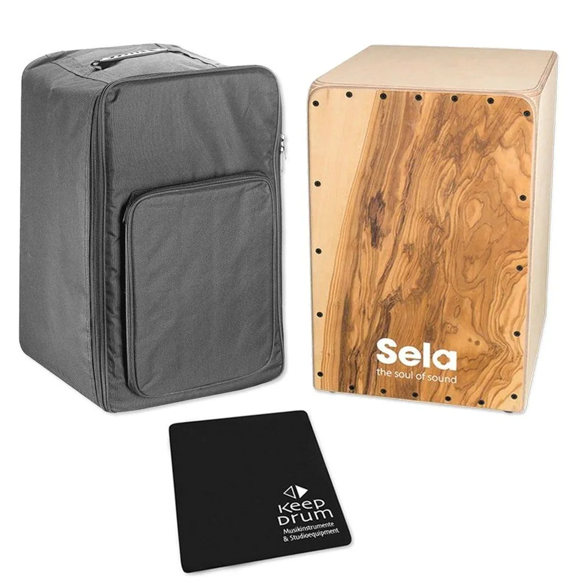 Sela Cajon SE-MC1 Maestro Olea, Olivenholz-Furnier, stabiler Birkenkorpus, inklusive Tasche und Sitzpad
