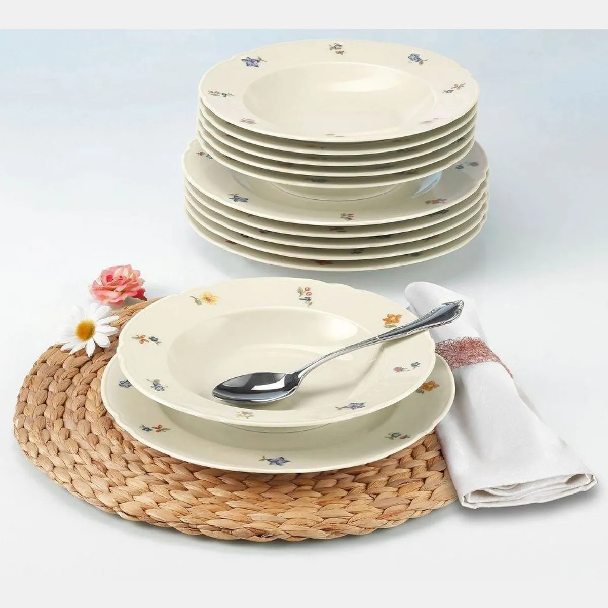 Seltmann Weiden Marieluise Tafelservice, 12-teilig, Porzellan — für 6 Personen, spülmaschinenfest, Made in Germany 2