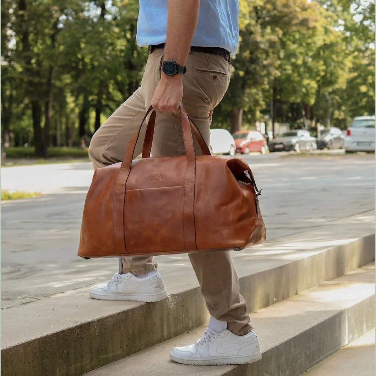 SID & VAIN AUBURN Reisetasche, hochwertiges Leder, vielseitig einsetzbar, großes Format 2