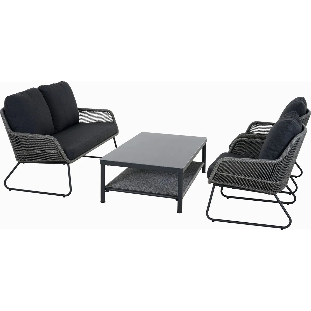 Siena Garden Loungeset Kansas Lounge, 4-teilig, modernes Design für entspannte Stunden