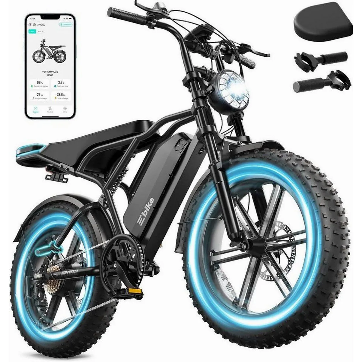 SISIGAD R002 PLUS E-Bike, 250W Motor, 130 km Reichweite, 20 Zoll Fat Tire