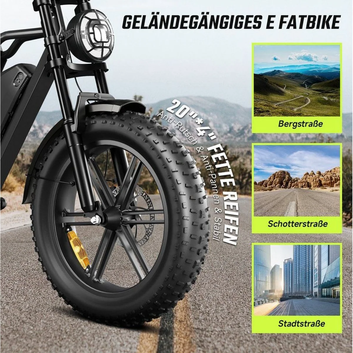 SISIGAD R002 PLUS E-Bike, 250W Motor, 130 km Reichweite, 20 Zoll Fat Tire 5