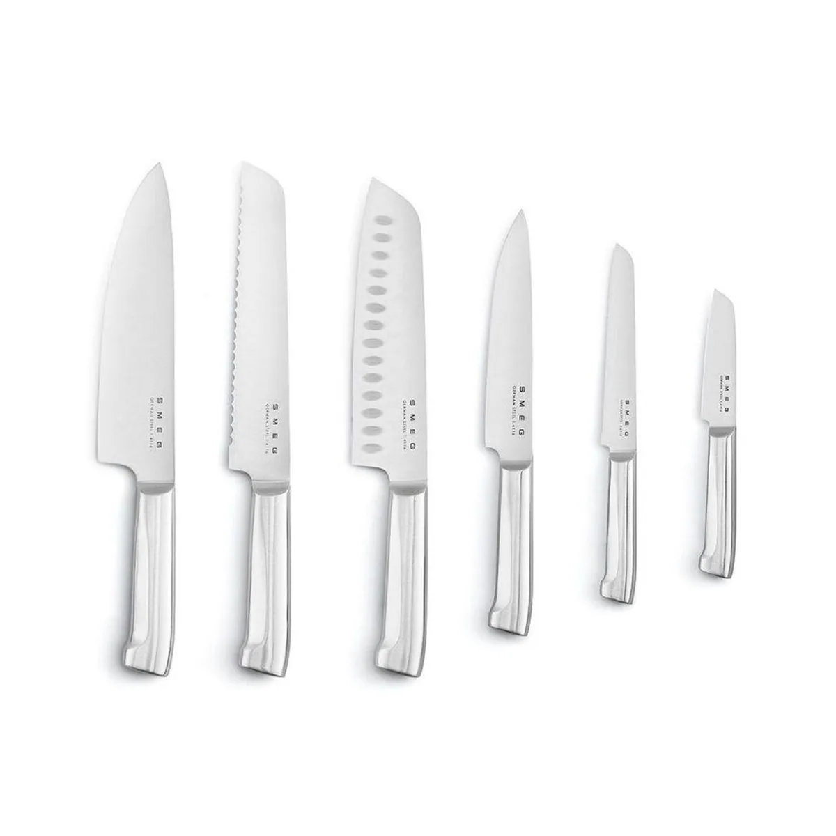 Smeg KBSF02BL Messerblock-Set, 6-teilig, Carbonstahl, 50s Style 4