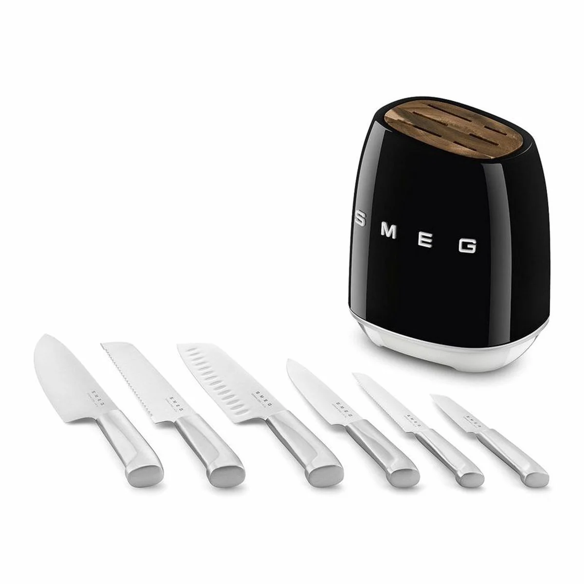 Smeg KBSF02BL Messerblock-Set, 6-teilig, Carbonstahl, 50s Style 5