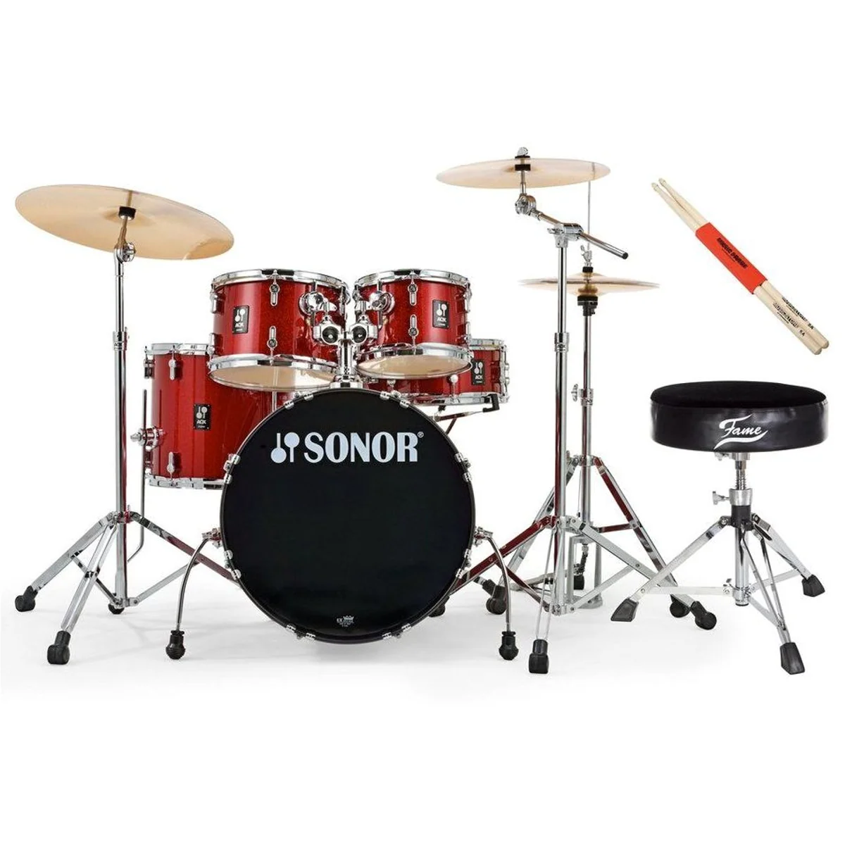SONOR AQX Studio Schlagzeugset, 20 Zoll Bassdrum, inklusive Becken und Zubehör