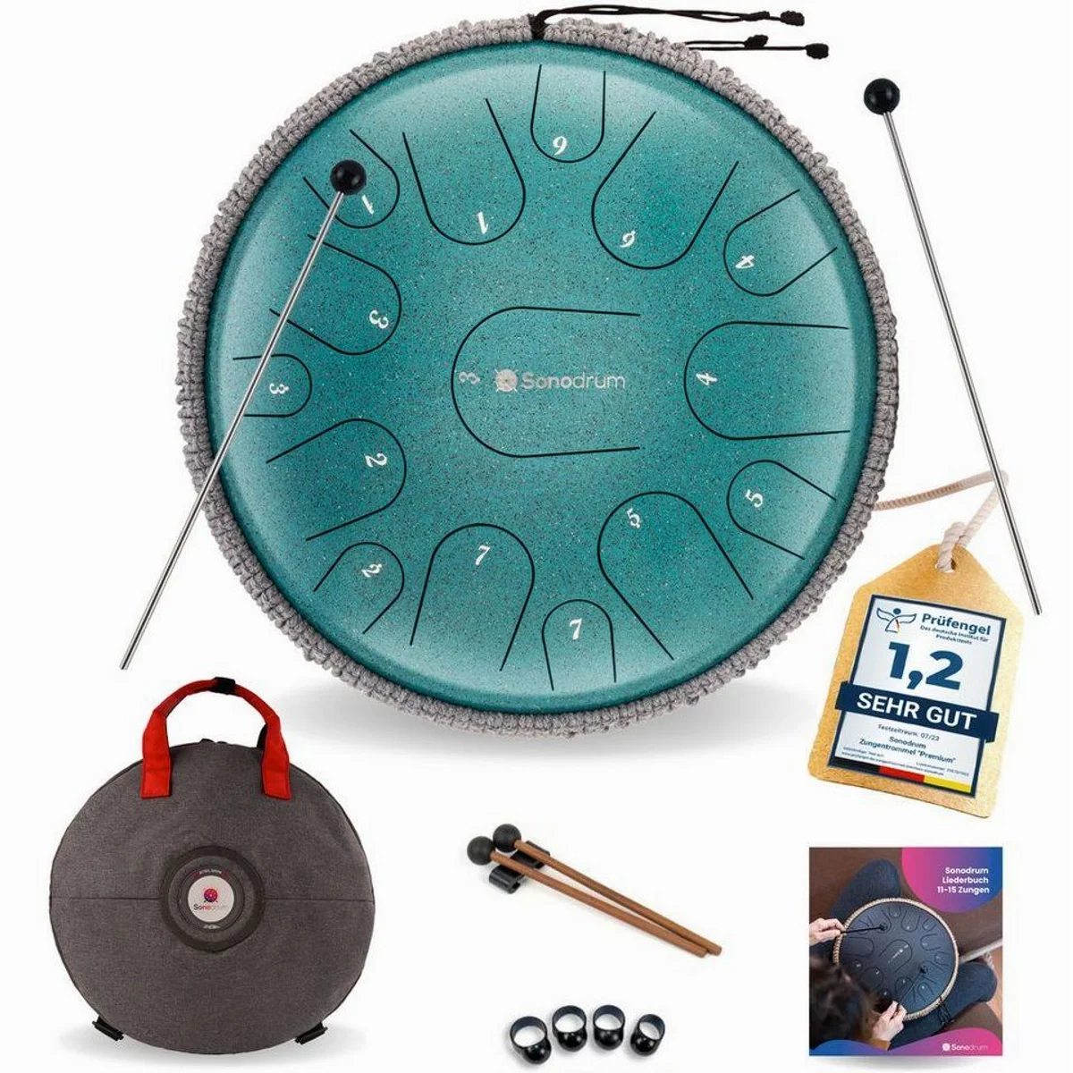 Sonodrum Premium Zungentrommel, 15 Töne in C-Dur, klarer Klang und Tragetasche