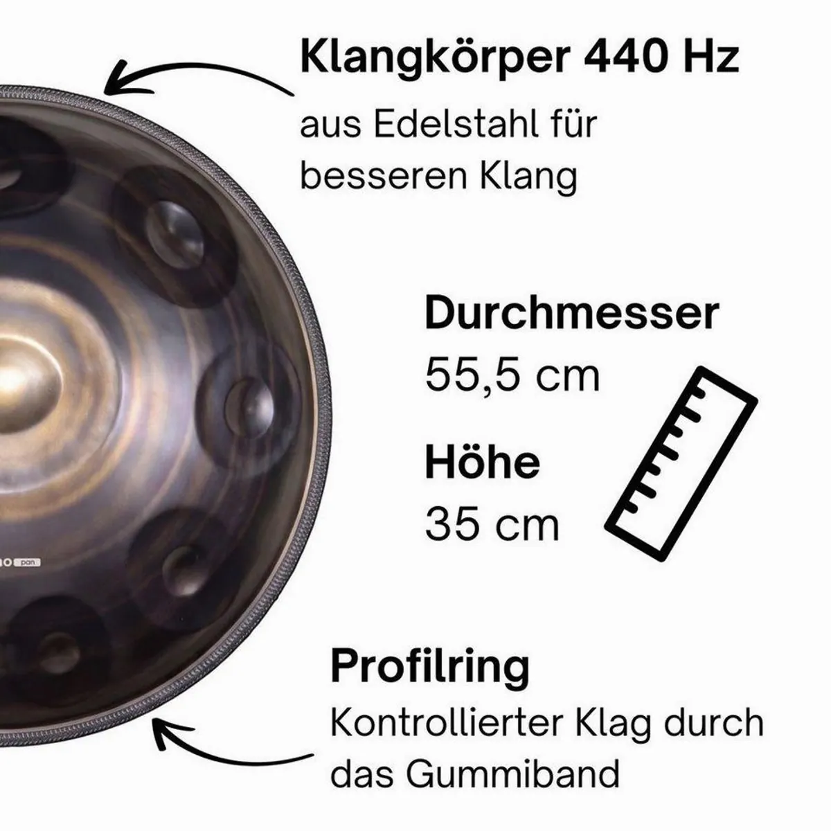 Sonodrum Sonopan Handpan D-Kurd, 440 Hz, intuitives Spielen, handgefertigt, warmen Klang 4