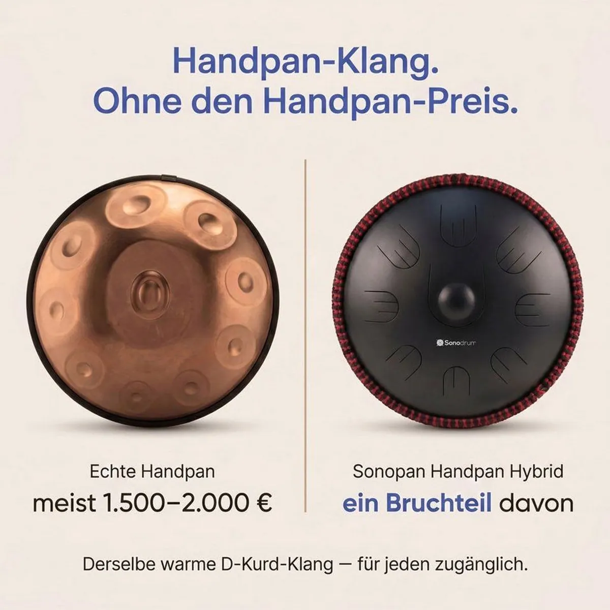 Sonodrum Handpan Hybrid, D-Kurd, 9 Töne, handgefertigt 3
