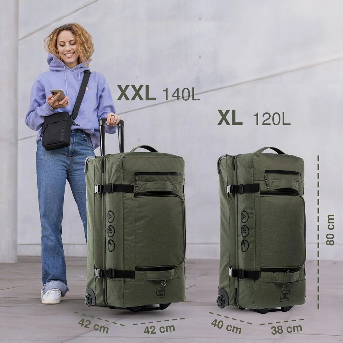 SONS OF ALOHA Reisetasche mit Rollen, große Duffle 80 cm, viel Stauraum 3