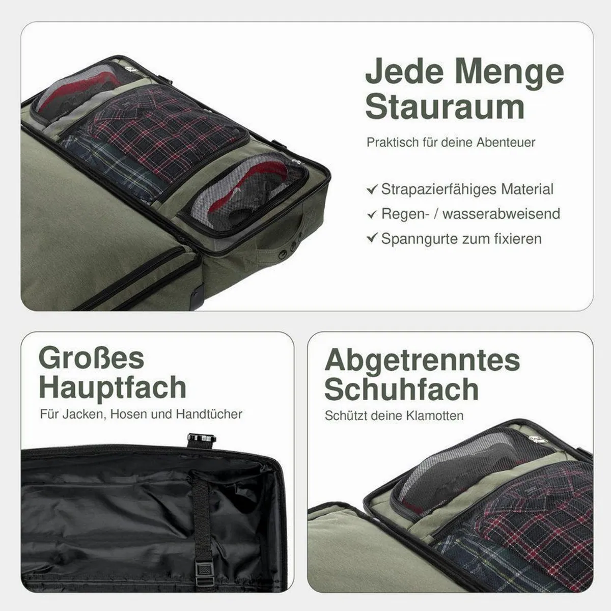 SONS OF ALOHA Reisetasche mit Rollen, große Duffle 80 cm, viel Stauraum 4
