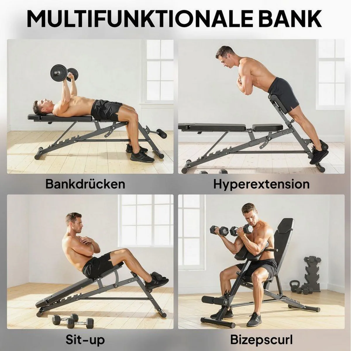 SPORTNOW Hantelbank Beinstrecker Curlpult, 6-fach verstellbare Rückenlehne 4