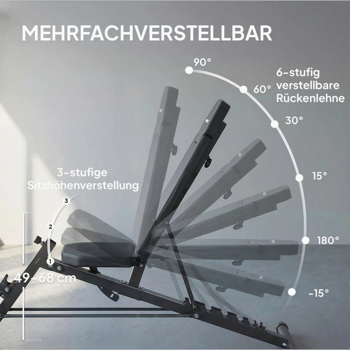 SPORTNOW Hantelbank Beinstrecker Curlpult, 6-fach verstellbare Rückenlehne 5