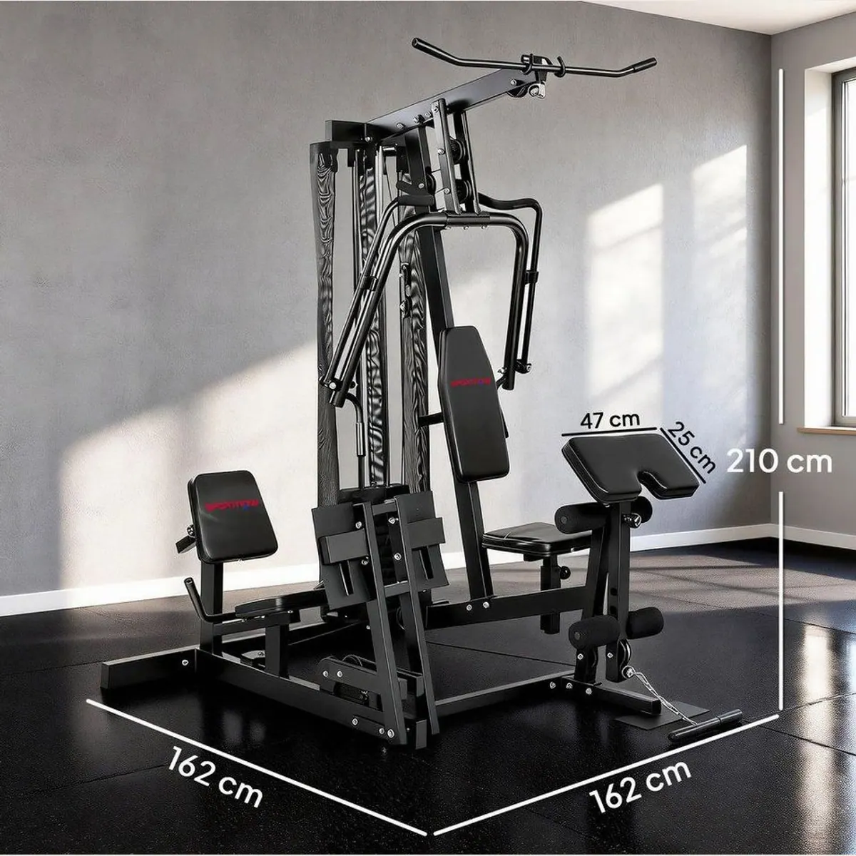 SPORTNOW Kraftstation, All-in-One mit 65 kg Gewichten — Beinpresse, Latzug, verstellbarer Sitz 3