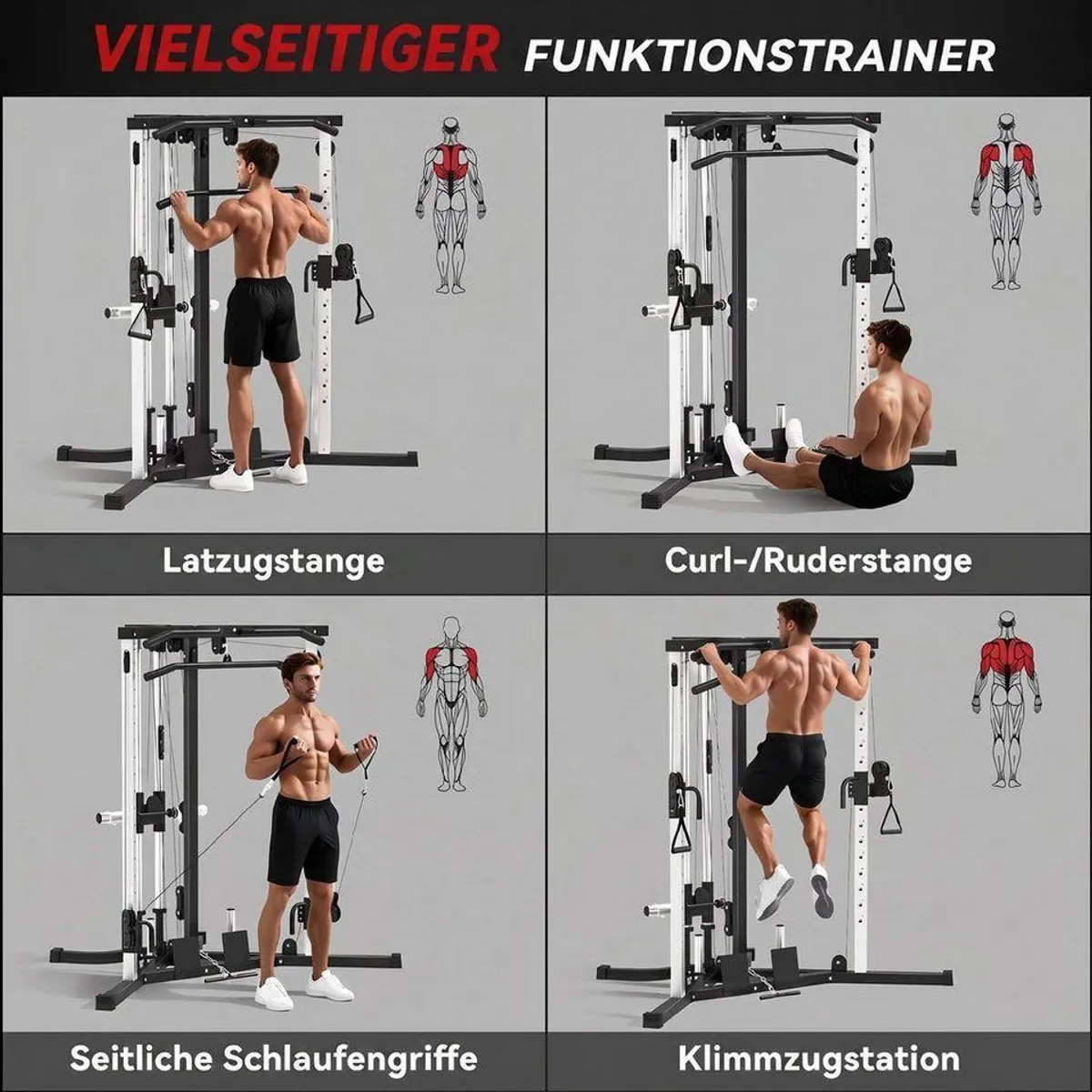 SPORTNOW Kraftstation, 15-fach verstellbar, vielseitig einsetzbar 4