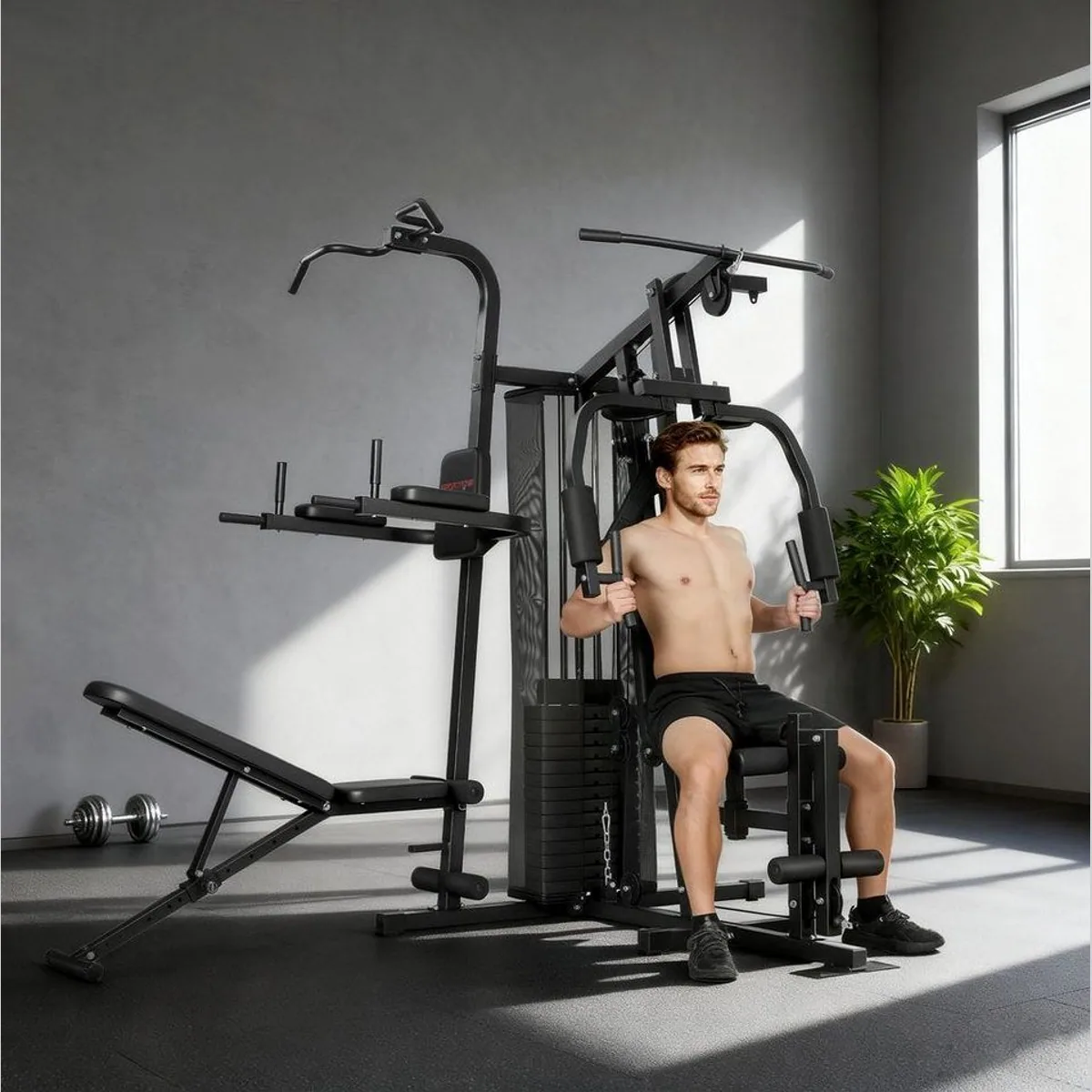 SPORTNOW Kraftstation verstellbar, 10+ Übungen, 69 kg Gewichte — für Zuhause