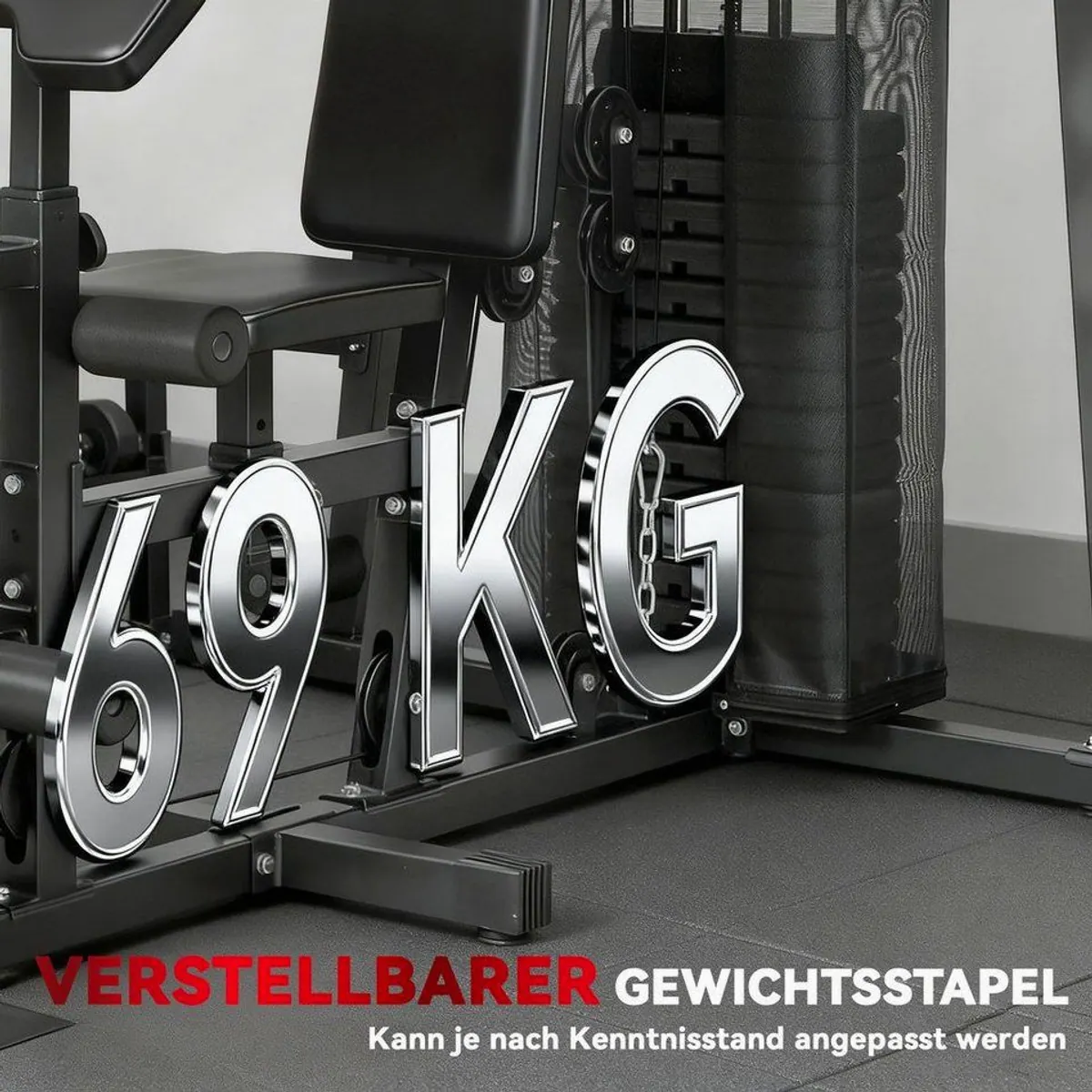 SPORTNOW Kraftstation verstellbar, 10+ Übungen, 69 kg Gewichte — für Zuhause 5