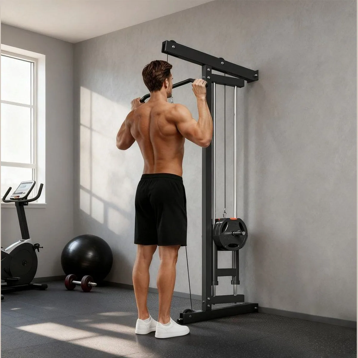 SPORTNOW Latzugmaschine, wandmontierbar, bis 120 kg belastbar — kompakt, vielseitig, einfach zu installieren