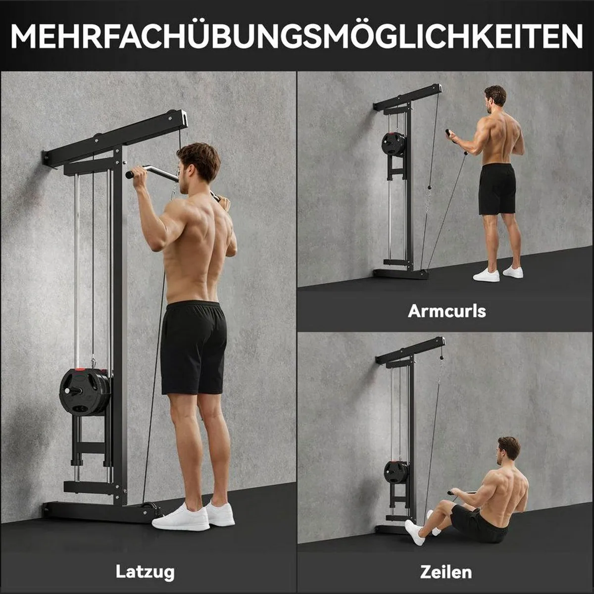 SPORTNOW Latzugmaschine, wandmontierbar, bis 120 kg belastbar — kompakt, vielseitig, einfach zu installieren 4