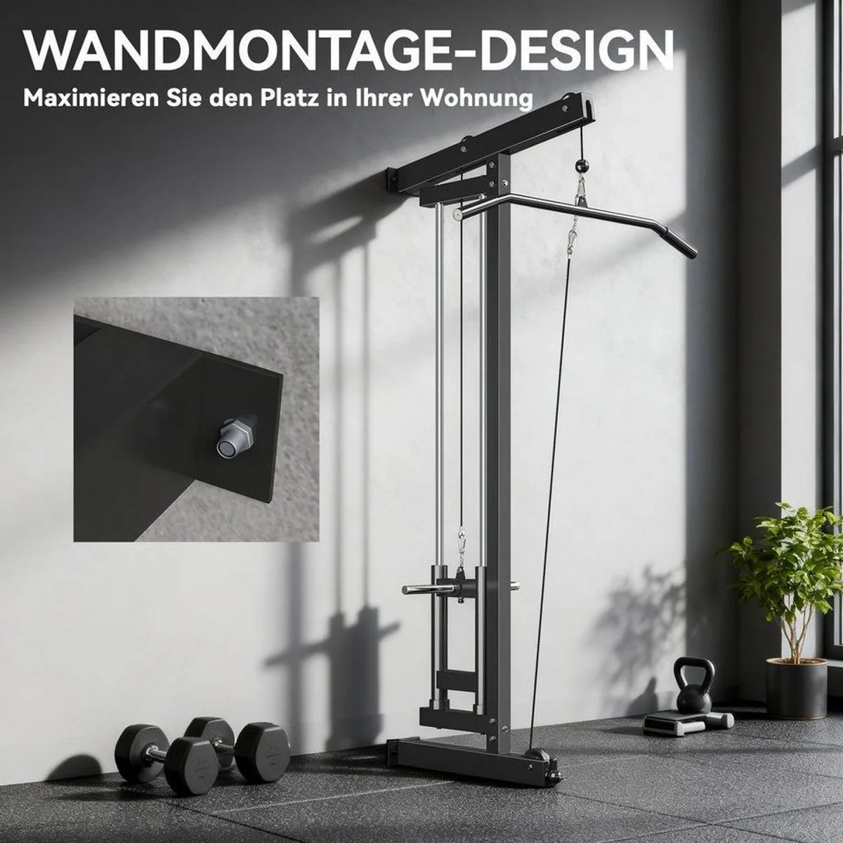 SPORTNOW Latzugmaschine, wandmontierbar, bis 120 kg belastbar — kompakt, vielseitig, einfach zu installieren 5