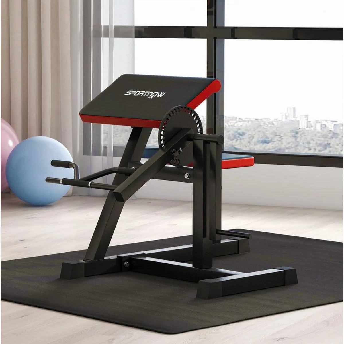 SPORTNOW Hantelbank Curlbank, 2-in-1 Fitnessgerät für Zuhause – verstellbar, kompakt, bequem