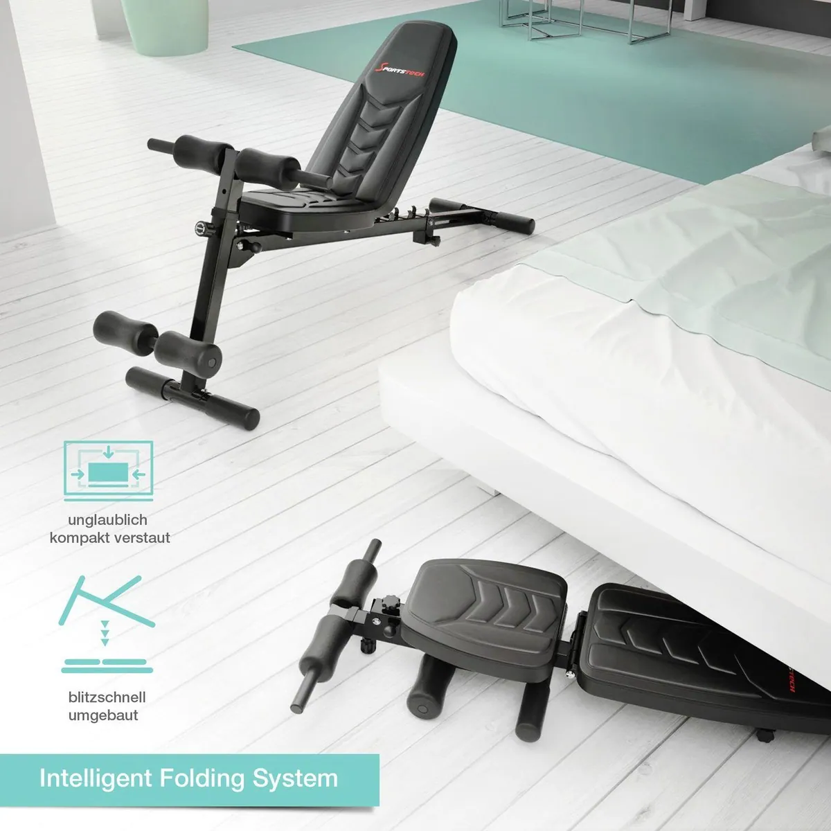 Sportstech BRT500 Hantelbank, 8in1 Multifunktion, Easy-Folding-System 3