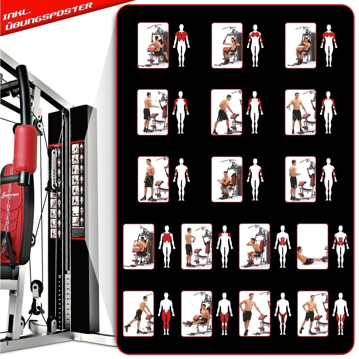 Sportstech HGX100 Kraftstation, 40in1 Multifunktion, 12 Gewichtsblöcke 5