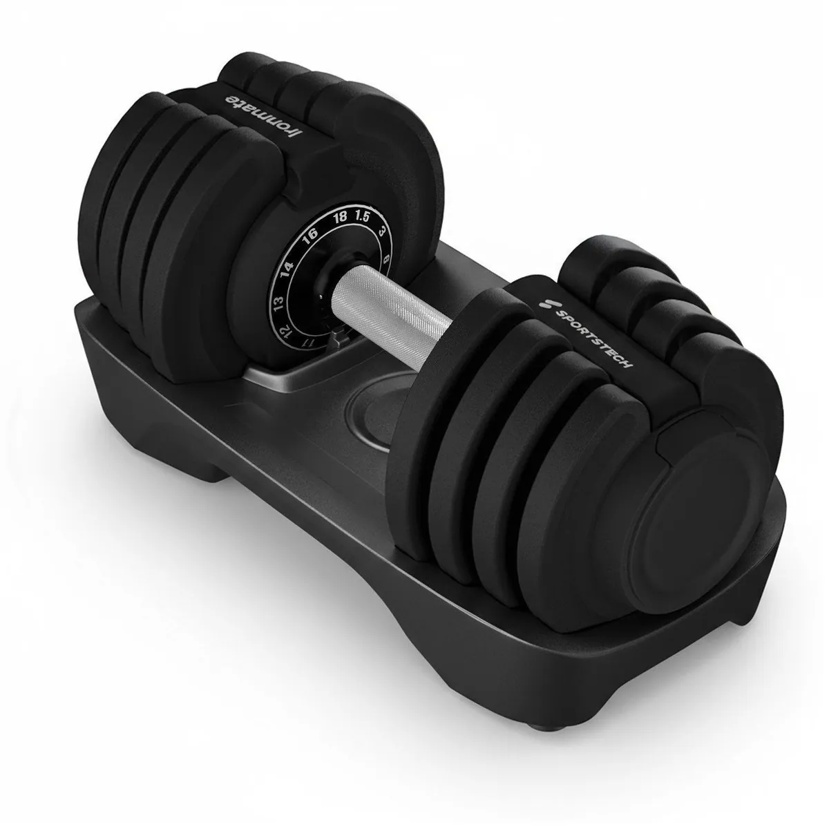 Sportstech Hantel SP_Ironmate, verstellbar von 1,5 bis 40 kg, inklusive Ablage