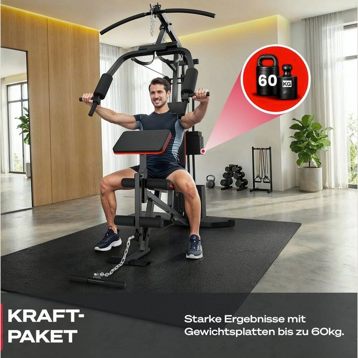 Sportstech HGX50 Kraftstation, 14 Gewichtsblöcke, kompakt & vielseitig 5