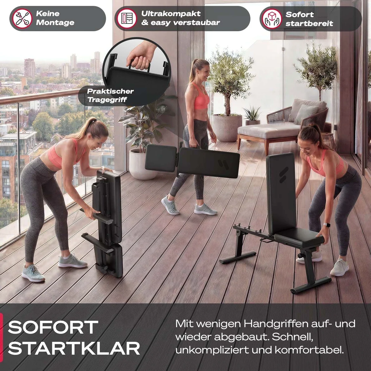 Sportstech sGymBench Hantelbank, 4-fach verstellbar, klappbar, bis 300 kg 3