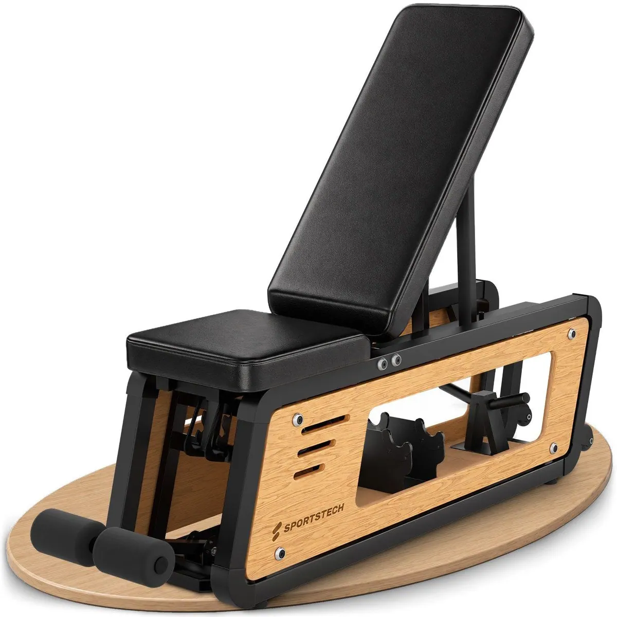 Sportstech Hantelbank Woodmate Lite, massivem Eichenholz, 220 kg belastbar, 6-fach verstellbar
