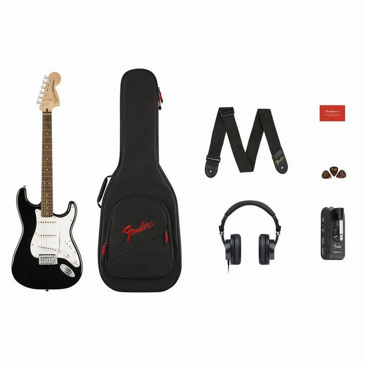 Squier Affinity Stratocaster Mustang Micro Pack, ideal für Anfänger, kompakt und vielseitig