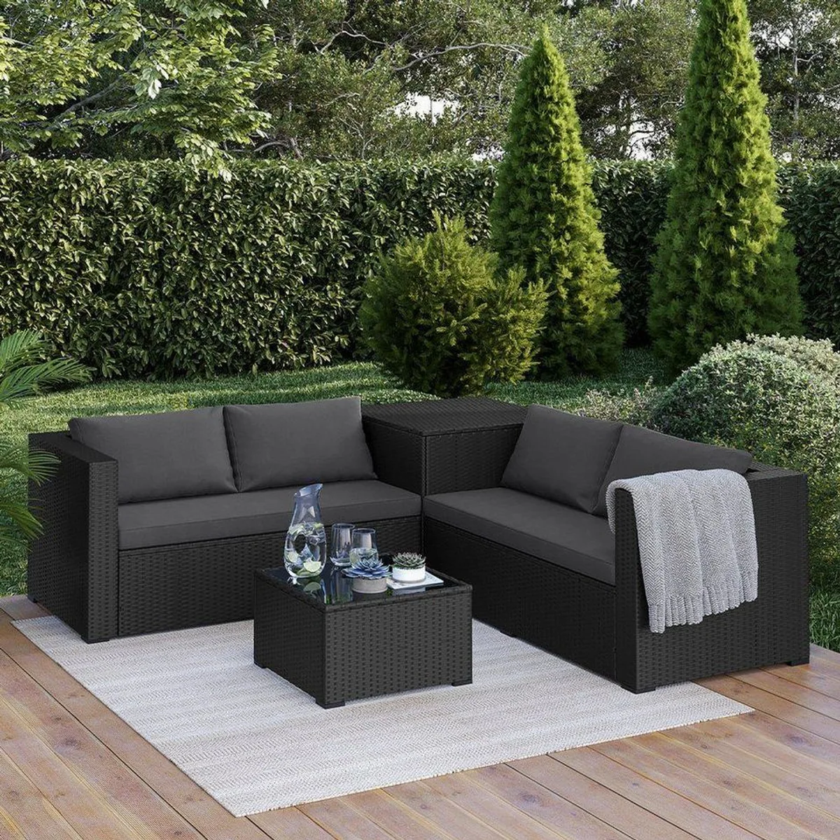 STEELSØN Veloria Sitzgruppe, modulare Lounge für 4 Personen — flexibles Design, wetterfest, integrierte Aufbewahrung