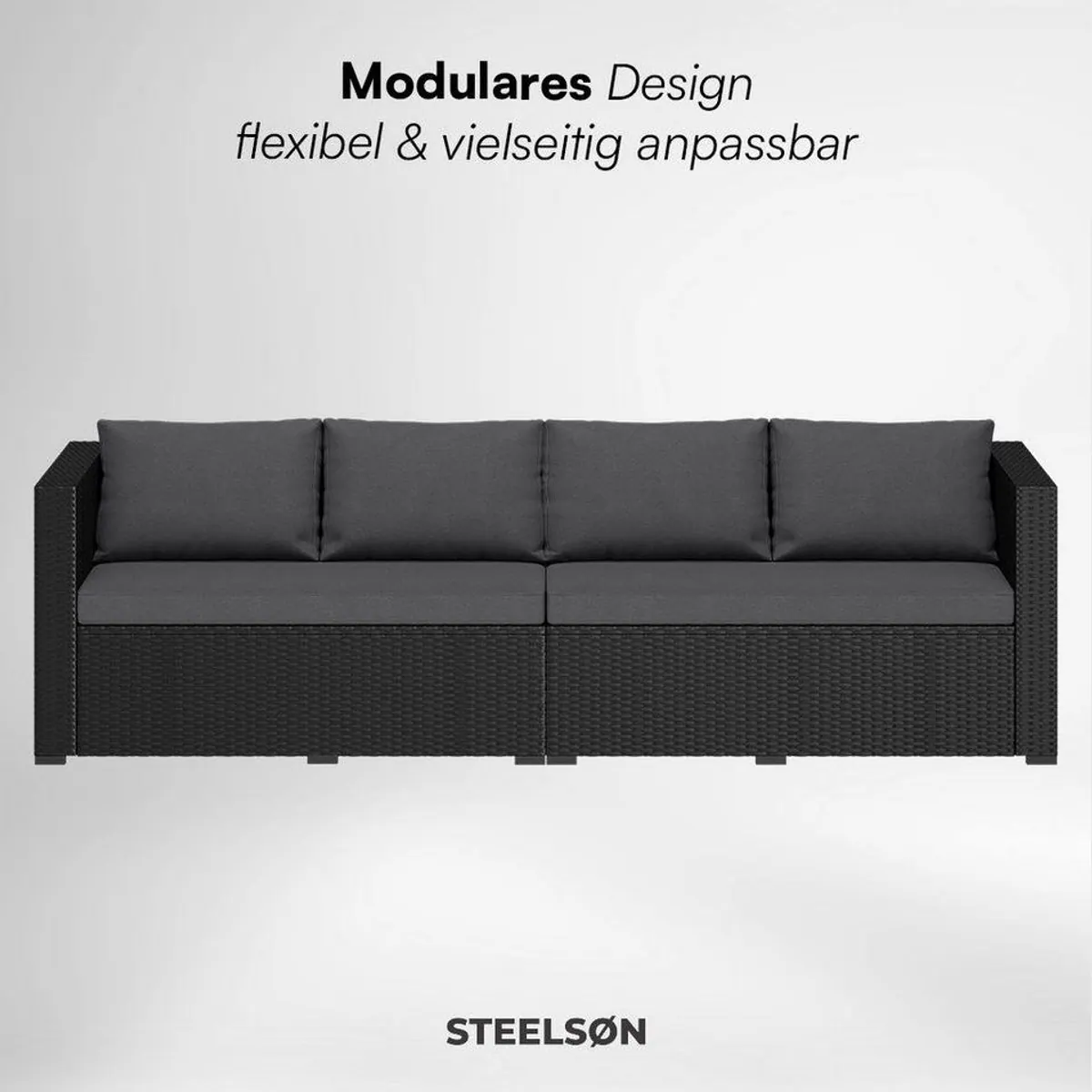 STEELSØN Veloria Sitzgruppe, modulare Lounge für 4 Personen — flexibles Design, wetterfest, integrierte Aufbewahrung 5