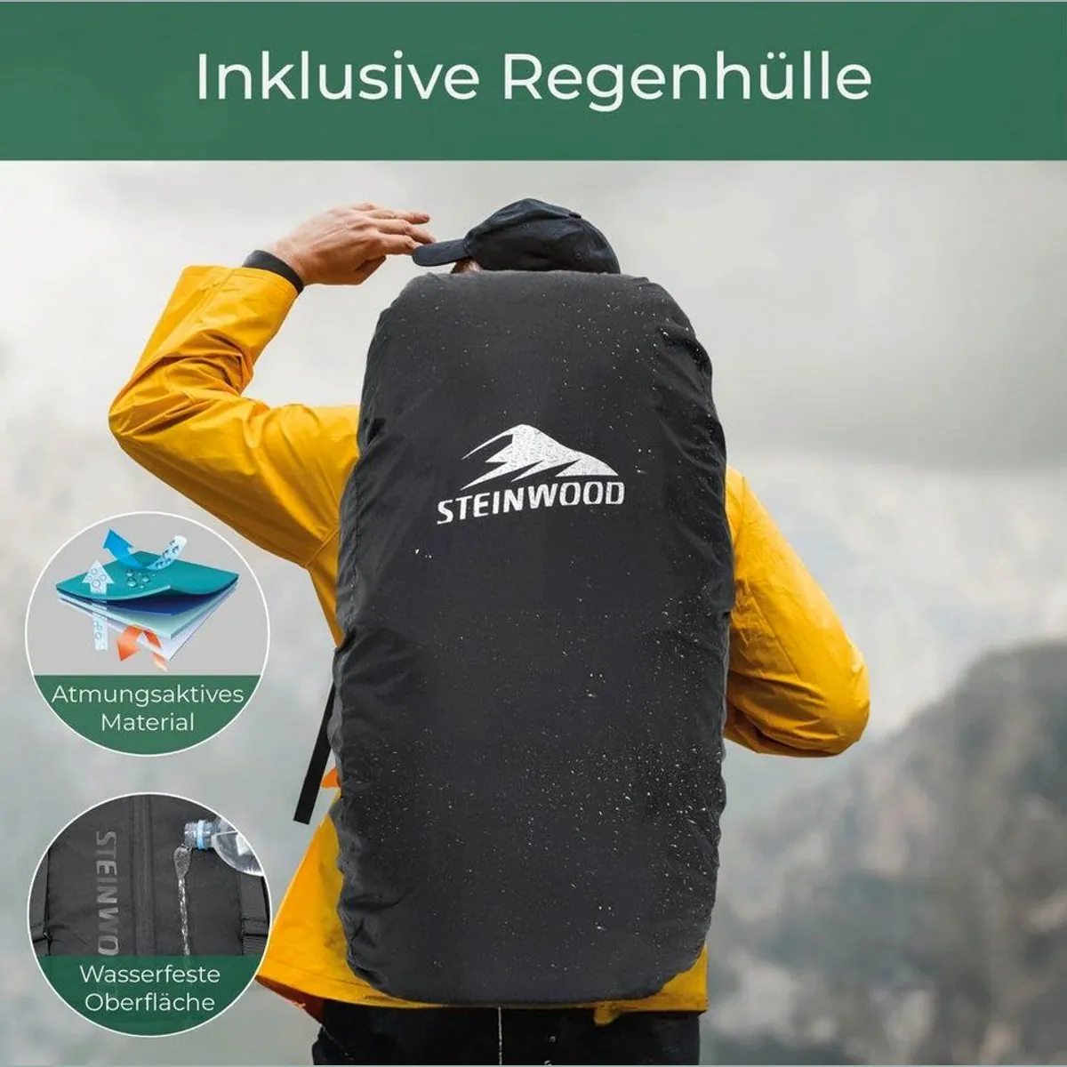 Steinwood Trekkingrucksack 70L, vielseitig, wasserabweisend, bequem 3